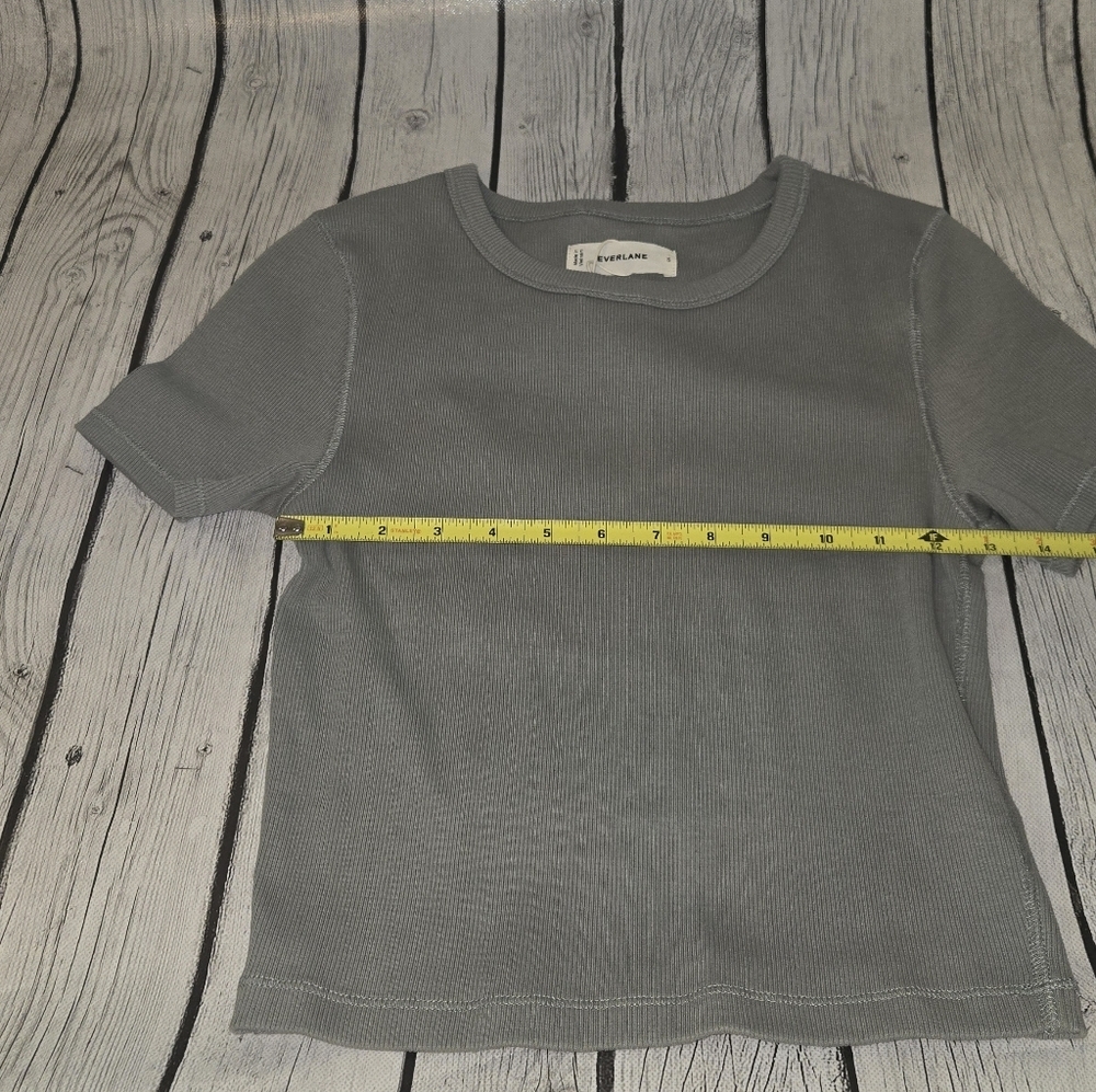 Everlane Ribbed Baby Tee Crop Top Gray Size Small NWT - Picture 6 of 7